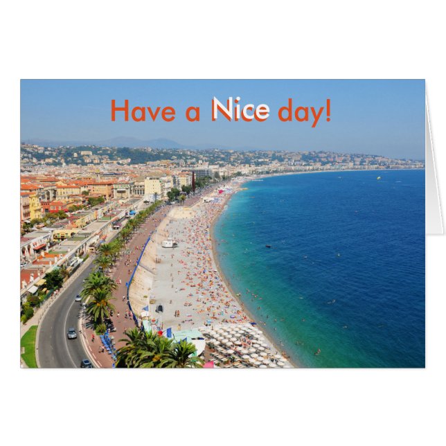 Aerial view of beach in Nice, France (Front Horizontal)
