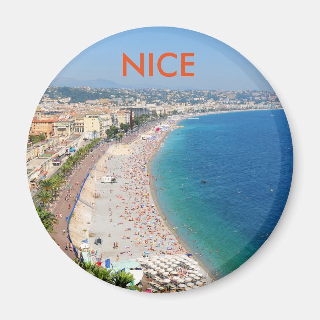 Aerial view of beach in Nice, France Magnet (Front)