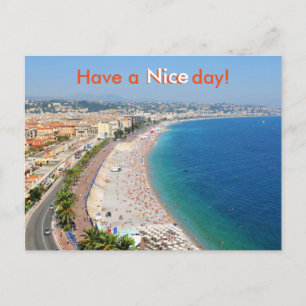 Aerial view of beach in Nice, France Postcard
