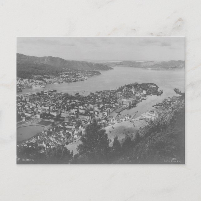 Aerial View of Bergen Vintage Postcard (Front)