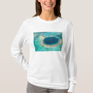 Aerial view of Blue Hole, sailboat anchored T-Shirt