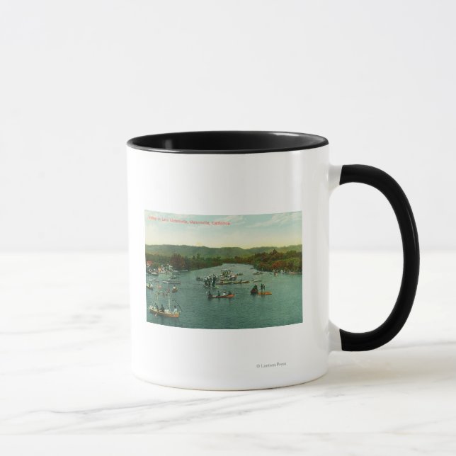 Aerial View of Boats on Lake Watsonville Mug (Right)