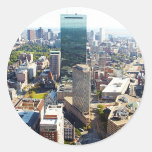Aerial view of Boston 2 Classic Round Sticker