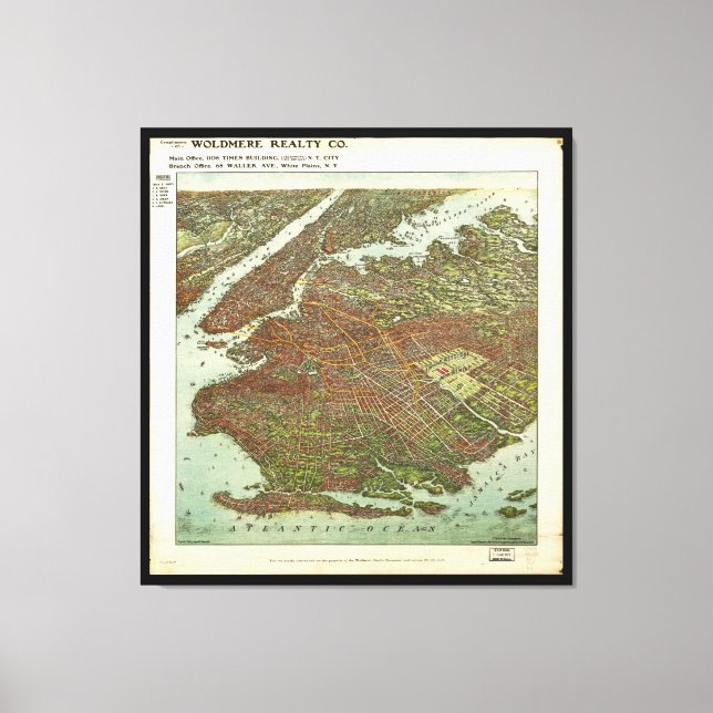 Aerial View of Brooklyn, New York (1908) Canvas Print (Front)