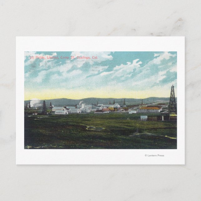 Aerial View of Camp 27 Oil FieldsCoalinga, CA Postcard (Front)