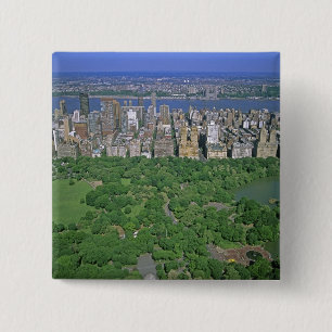 Aerial view of Central Park and the west side 15 Cm Square Badge