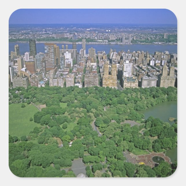Aerial view of Central Park and the west side Square Sticker (Front)