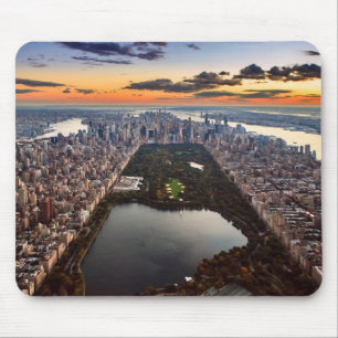 Aerial View of Central Park at Sunset Mouse Mat