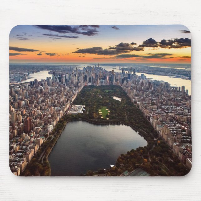 Aerial View of Central Park at Sunset Mouse Mat (Front)