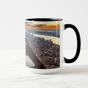Aerial View of Central Park at Sunset Mug