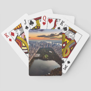 Aerial View of Central Park at Sunset Playing Cards