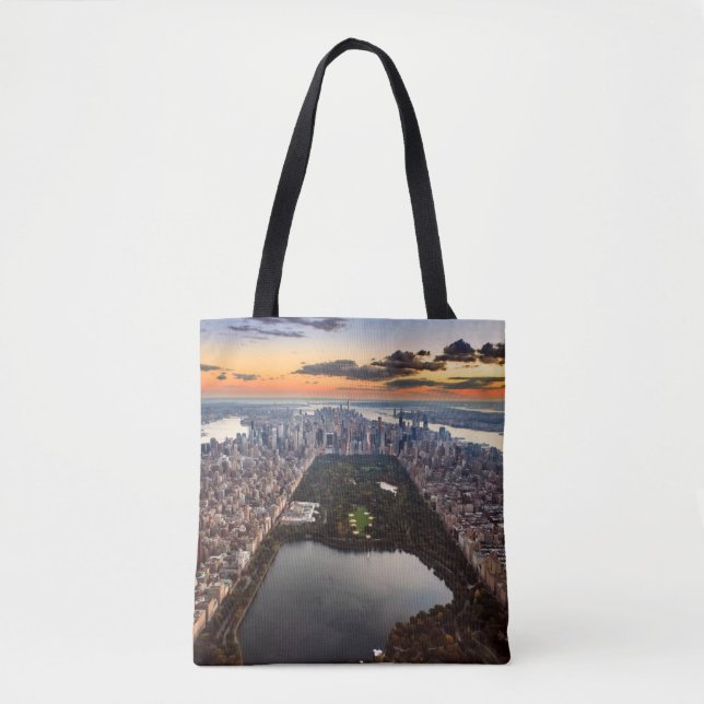 Aerial View of Central Park at Sunset Tote Bag (Front)