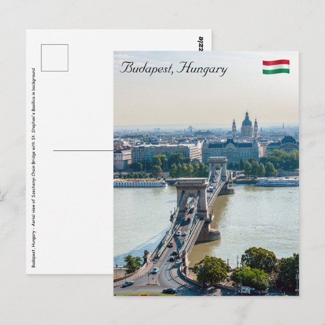 Aerial view of Chain Bridge - Budapest, Hungary Postcard (Front/Back)