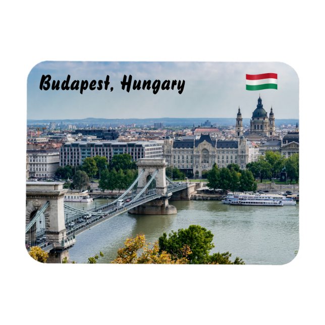 Aerial view of Chain Bridge in Budapest, Hungary Magnet (Horizontal)