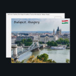 Aerial view of Chain Bridge in Budapest, Hungary Postcard<br><div class="desc">Budapest,  Hungary - Aerial view of Szechenyi Chain Bridge with Academy of Science and St. Stephen's Basilica in background - Budapest,  Hungary</div>