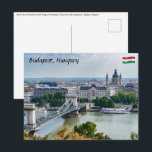 Aerial view of Chain Bridge in Budapest, Hungary Postcard<br><div class="desc">Budapest,  Hungary - Aerial view of Szechenyi Chain Bridge with Academy of Science and St. Stephen's Basilica in background - Budapest,  Hungary</div>