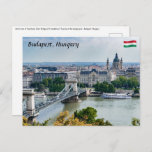 Aerial view of Chain Bridge in Budapest, Hungary Postcard<br><div class="desc">Budapest,  Hungary - Aerial view of Szechenyi Chain Bridge with Academy of Science and St. Stephen's Basilica in background - Budapest,  Hungary</div>