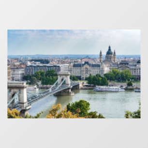 Aerial view of Chain Bridge in Budapest, Hungary Window Cling