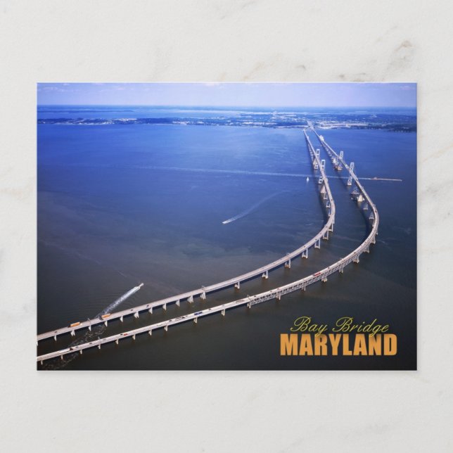 Aerial view of Chesapeake Bay Bridge, Maryland Postcard (Front)
