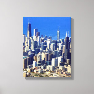 Aerial view of Chicago Downtown with Lake Canvas Print