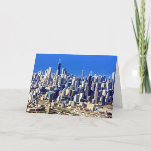 Aerial view of Chicago Downtown with Lake Card