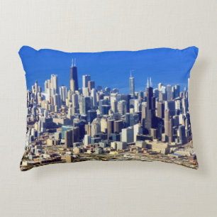 Aerial view of Chicago Downtown with Lake Decorative Cushion