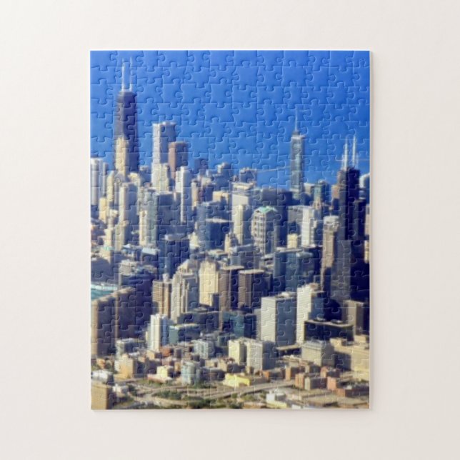 Aerial view of Chicago Downtown with Lake Jigsaw Puzzle (Vertical)