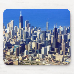 Aerial view of Chicago Downtown with Lake Mouse Mat
