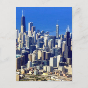 Aerial view of Chicago Downtown with Lake Postcard