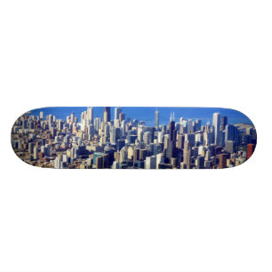 Aerial view of Chicago Downtown with Lake Skateboard