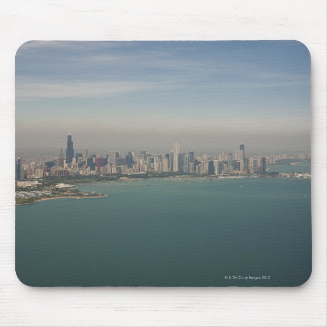 aerial view of Chicago from lake Michigan Mouse Mat (Front)