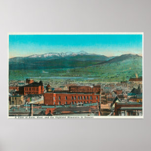 Aerial View of City and Highland Mountain Poster