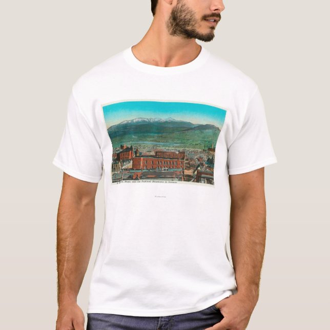 Aerial View of City and Highland Mountain T-Shirt (Front)