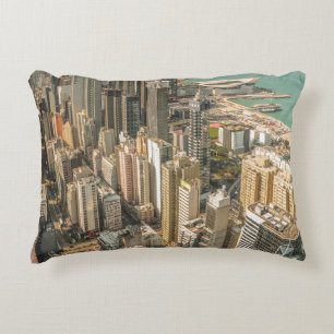 AERIAL VIEW OF CITY BUILDINGS DECORATIVE CUSHION