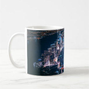 AERIAL VIEW OF CITY BUILDINGS DURING NIGHTTIME COFFEE MUG