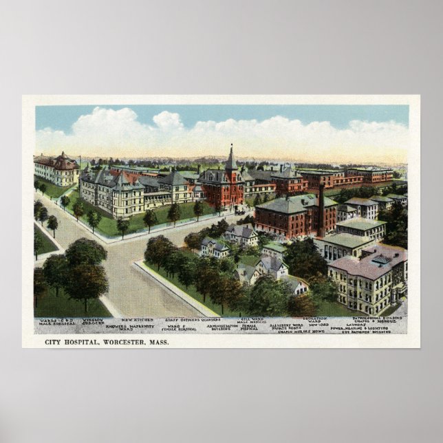 Aerial View of City Hospital Poster (Front)