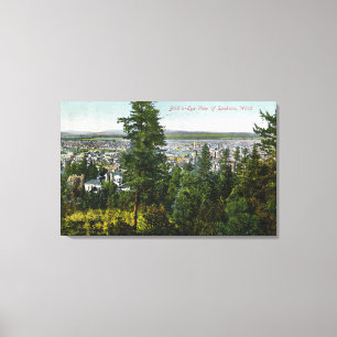 Aerial View of City through the Woods Canvas Print