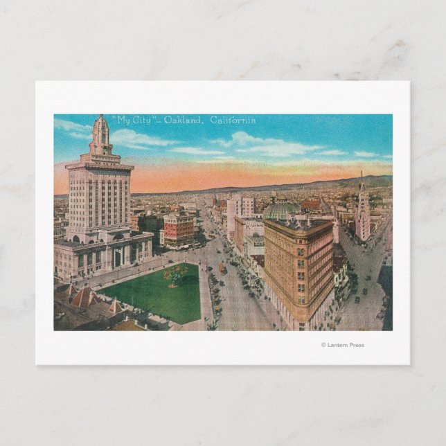 Aerial View of CityOakland, CA Postcard (Front)