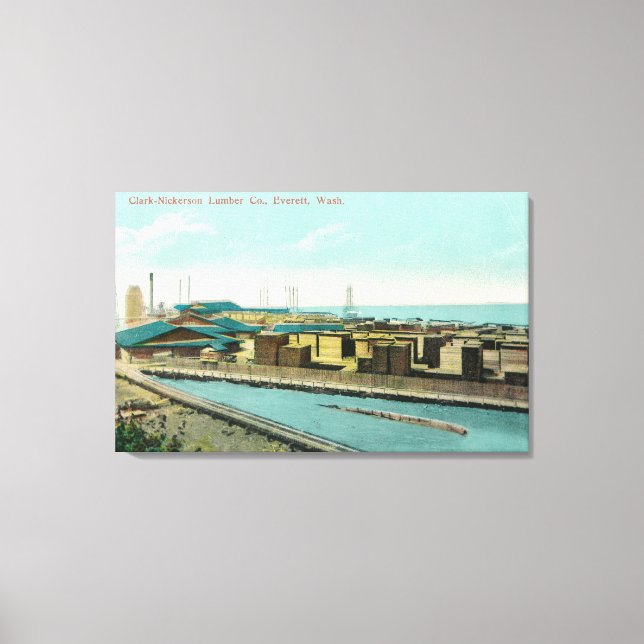 Aerial View of Clark-Nickerson Lumber Co Canvas Print (Front)