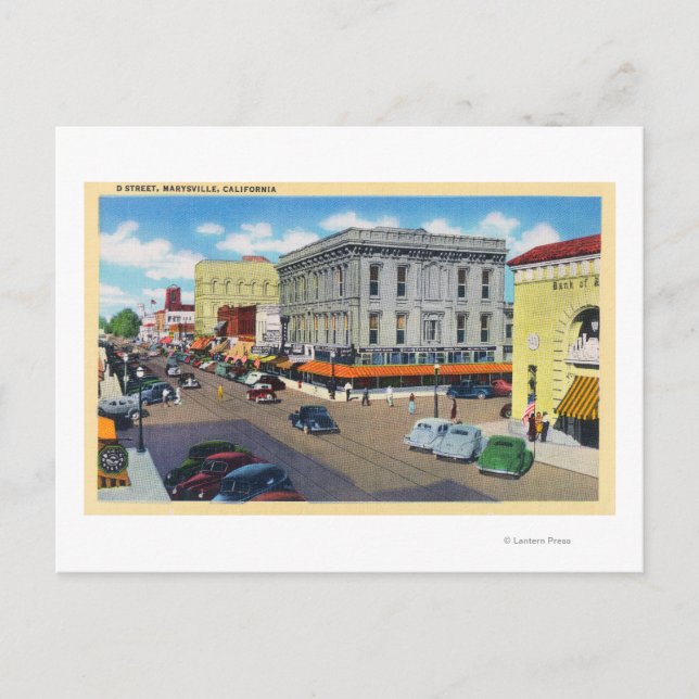 Aerial View of D Street Postcard (Front)