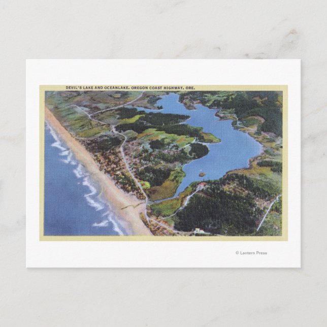 Aerial View of Devil's Lake Postcard (Front)