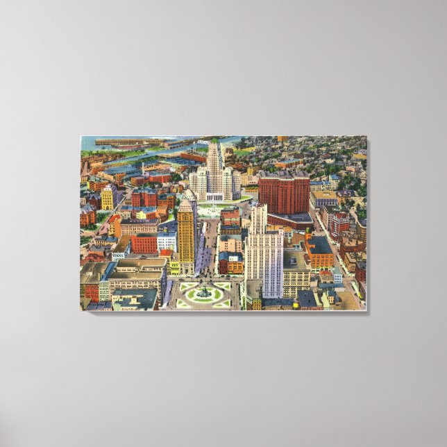 Aerial View of Downtown and the Civic Centre Canvas Print (Front)
