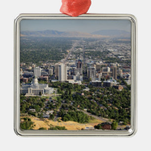 Aerial view of downtown Salt Lake City, Utah Metal Tree Decoration