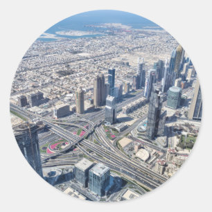 Aerial View Of Dubai Classic Round Sticker