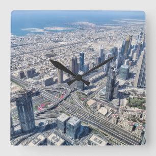 Aerial View Of Dubai Square Wall Clock