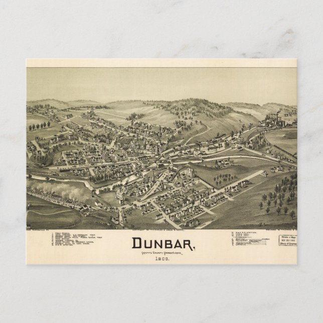 Aerial View of Dunbar, Pennsylvania (1900) Postcard (Front)