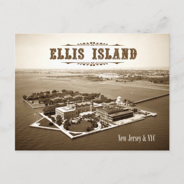 Aerial view of Ellis Island, NJ & NY Postcard (Front)