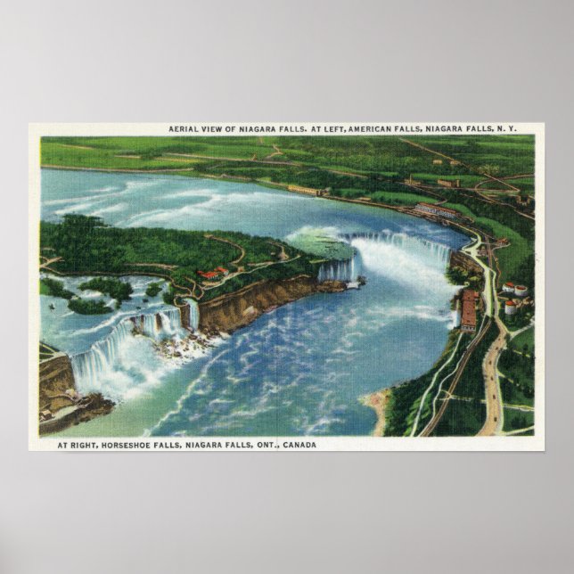 Aerial View of Entire Niagara Falls 2 Poster (Front)
