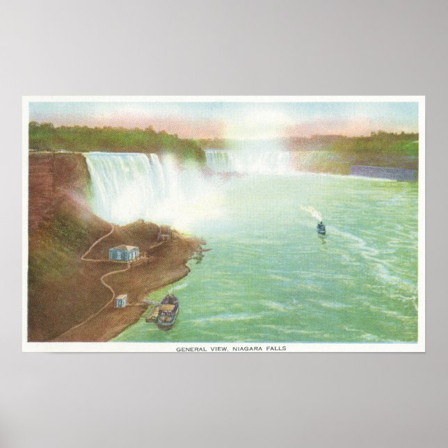 Aerial View of Entire Niagara Falls Poster (Front)