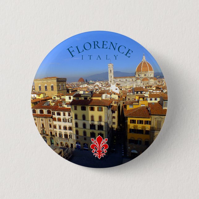 Aerial view of Florence, Italy 6 Cm Round Badge (Front)